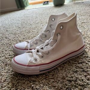 Converse White High-Tops with Red Accents